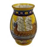 Antique Majolica Faience Pottery Vase - Signed