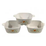 3 Corning Ware Dishes - 5 1/4 x 7 1/4 x 2.5