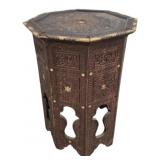Moorish Octagonal Carved Table w/ Inlay