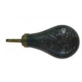 Antique Metal Powder Horn - 7.5 x 3 1/4"