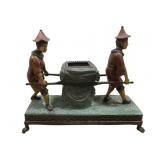 Maitland Smith 2 Men Carrying Box Sculpture