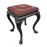 Claw Foot Footstool w/ Needlepoint Top