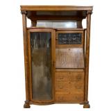 Oak Bonnet Top Side by Side Bookcase