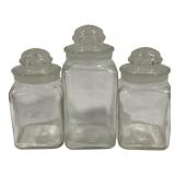 3 Vintage Glass Canister Jars