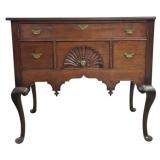 American Fan Carved Queen Anne Lowboy