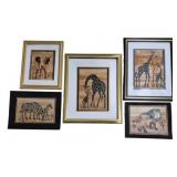 5 African Banana Leaf Art Collages