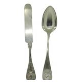 W. Harding & Co. Coin Silver Spoon and Knife