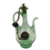 Italian Hand Blown Green Glass Decanter