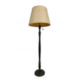 Vintage Turned Wooden Pole Floor Lamp - 76" Tall