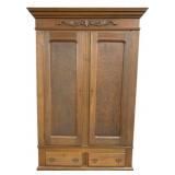 Vintage Oak Wardrobe with Drawers