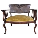 Antique Art Nouveau Mahogany Settee