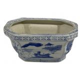 Blue/White Ceramic Planter - 8.5 x 6.5 x 4