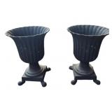 Pair Cast Iron Garden Urns 20 x 14