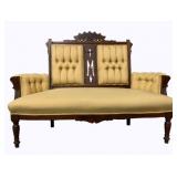 Victorian Carved Walnut Parlor Settee