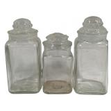 3 Vintage Glass Canister Jars - 10", 12" Tall