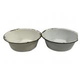 2 Enamelware Bowls - 9" Round
