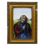 M. Wespo Signed Framed Porcelain Tile 13.5x9.5