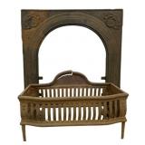 Antique Cast Iron Fireplace Log Holder & Frame