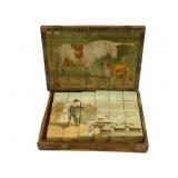 Antique Wood Block Set w/ Box - 15 x 10.5 x 3
