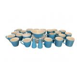 32pc Mid Century Turquoise China - Not Signed