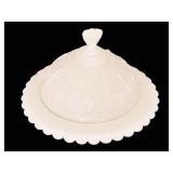 Vintage Milk Glass Butter Dish - 4' Round