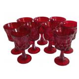 9 Noritake Ruby Red Glass Goblets - 6.5' Tall