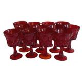 12 Noritake Ruby Red Glass Goblets - 6.5' Tall