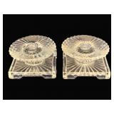 Pair Heisey Ridgeleigh Candleholders - 4 x 4 x 2
