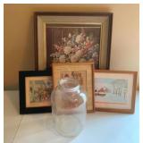 4 Framed Prints & Jar