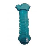 Vintage Blue Crackle Glass Vase