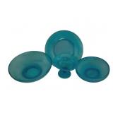 4 Vintage Blue Glass Items