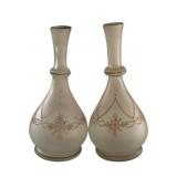 2 Glass Decorated Vases - 7' Tall