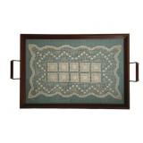 Antique Serving Tray w/ Doily - 22 x 13