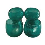 4 Crackle Glass Candleholders - 3', 4'