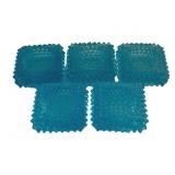 5 Blue Fostoria Hobnail Ashtrays - 3 x 3