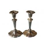 Pair Silver Plated Candleholders - 8 1/4