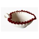 Fenton Ruby Crest Milk Glass Nappy