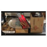 Shelf Lot of Assorted Items - Grill Utensils, Jar