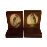Wood Owl Print Bookends - 7 x 5 x 5.5