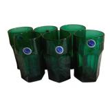 6 Imperial Green Tumblers - 5 1/4' Tall