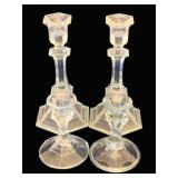 4 Glass Candleholders - 4.5', 8' Tall