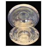 2 Etched Glass Bowls - 10', 12' Round