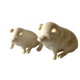 2 Vintage Porcelain Pig Figurines by Belleek