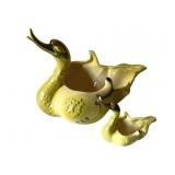 2 Vintage Hull Pottery Swans - 10 x 9 x 9