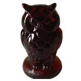 Mosser Ruby Red Glass Owl Paperweight - 4' Tall
