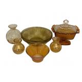 Lot of Assorted Amber Glass