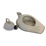 2 Vintage Enamelware Porcelain Bedpans