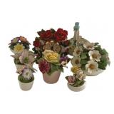 8 English Porcelain Flowers