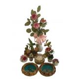 Lot of Assorted Ceramic Flowers & More