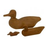 3 Carved Wooden Ducks - 10', 7', 4' Long